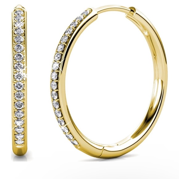 Cate & Chloe Bianca 18k Gold Plated Hoop Earrings Women's Earrings Gift for Her - Picture 3 of 6